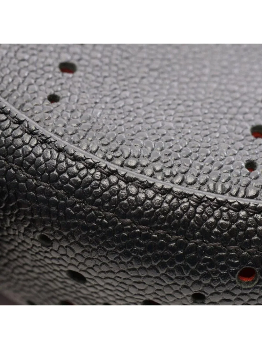 Chanel Shoulder Bag Round Flap Perforated Combination Black Caviar Leather